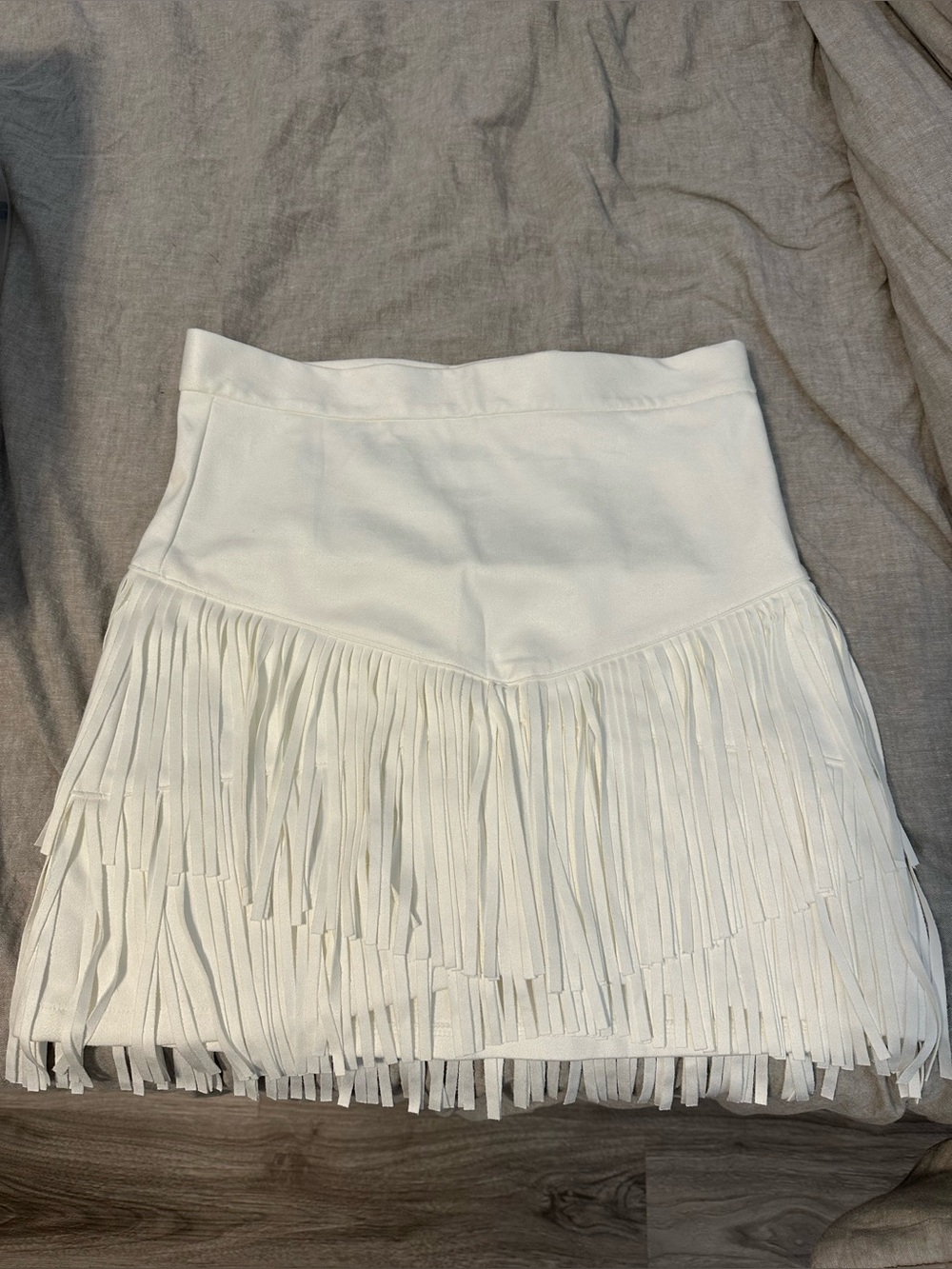 Altar'd State White Layered Fringe Mini Skirt